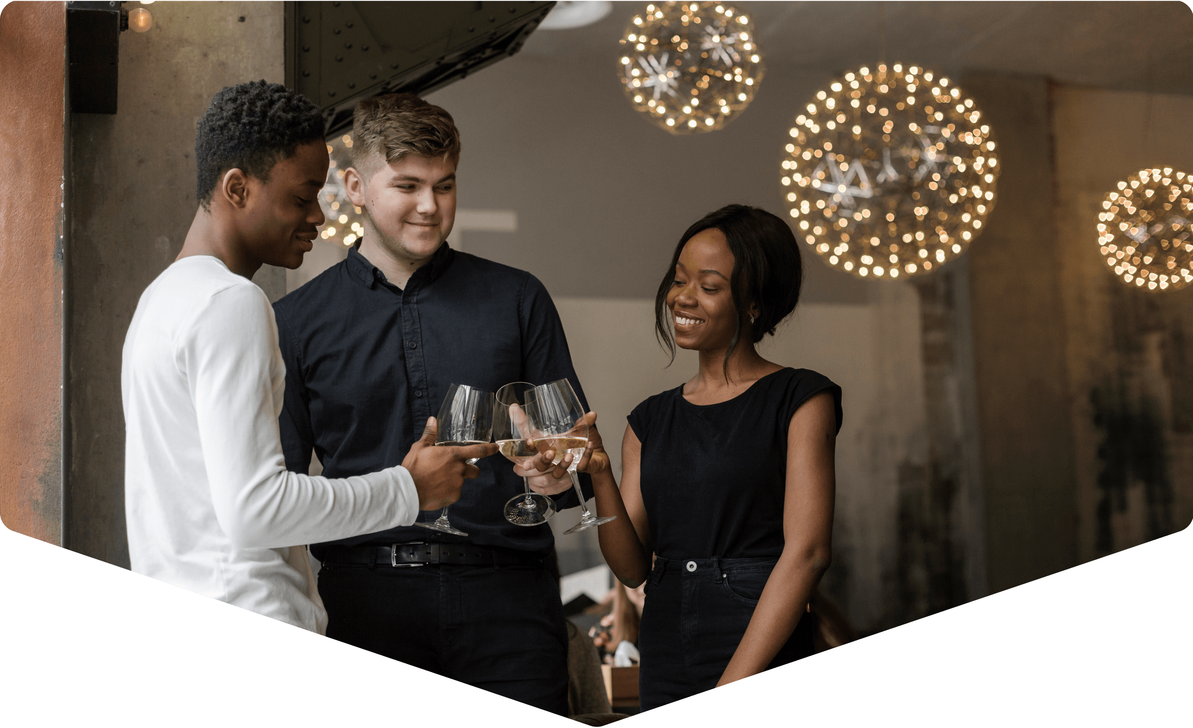 Event vendors toasting with champagne